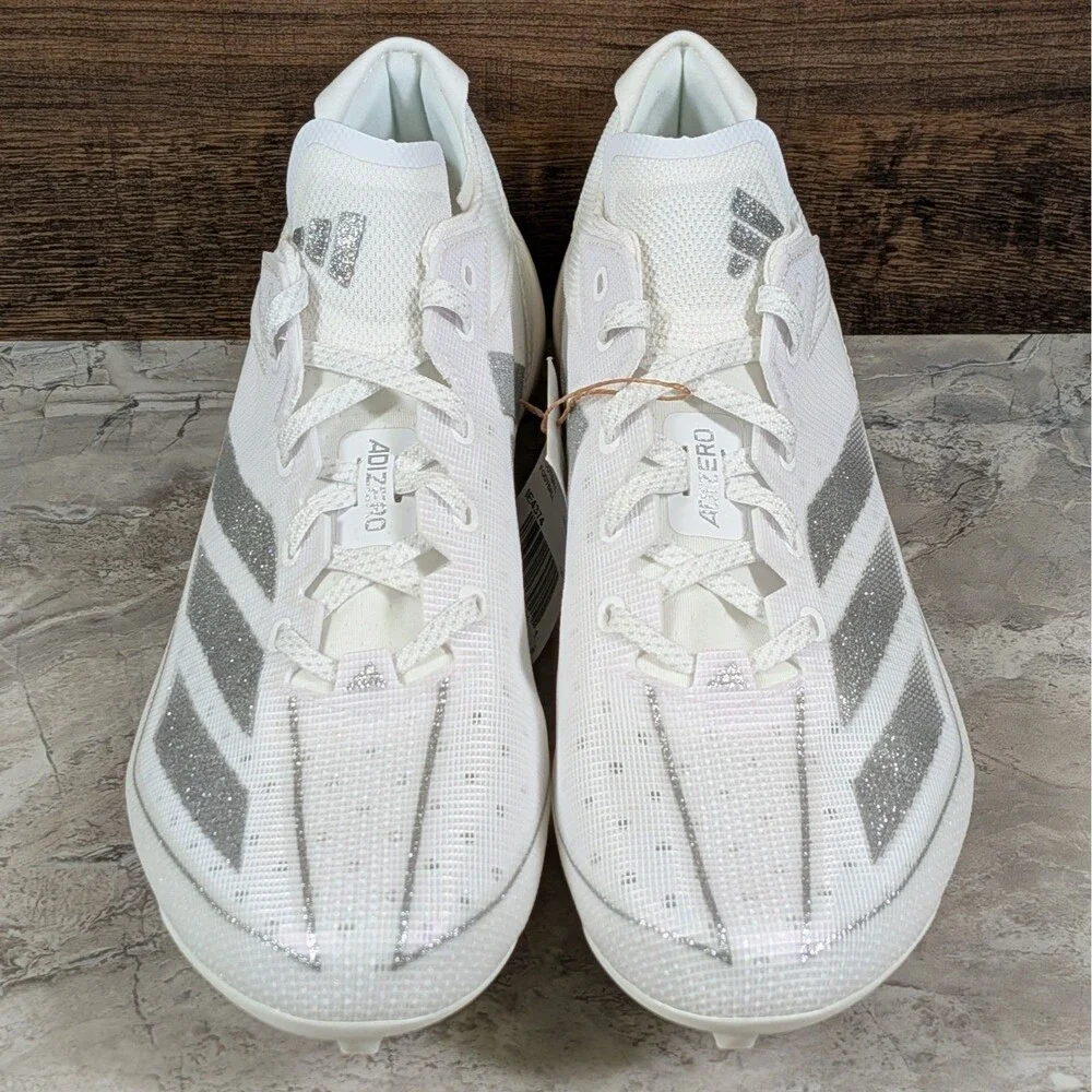 Adidas Adizero Electric Men's 10 White Metallic Silver Football Cleats IE4374